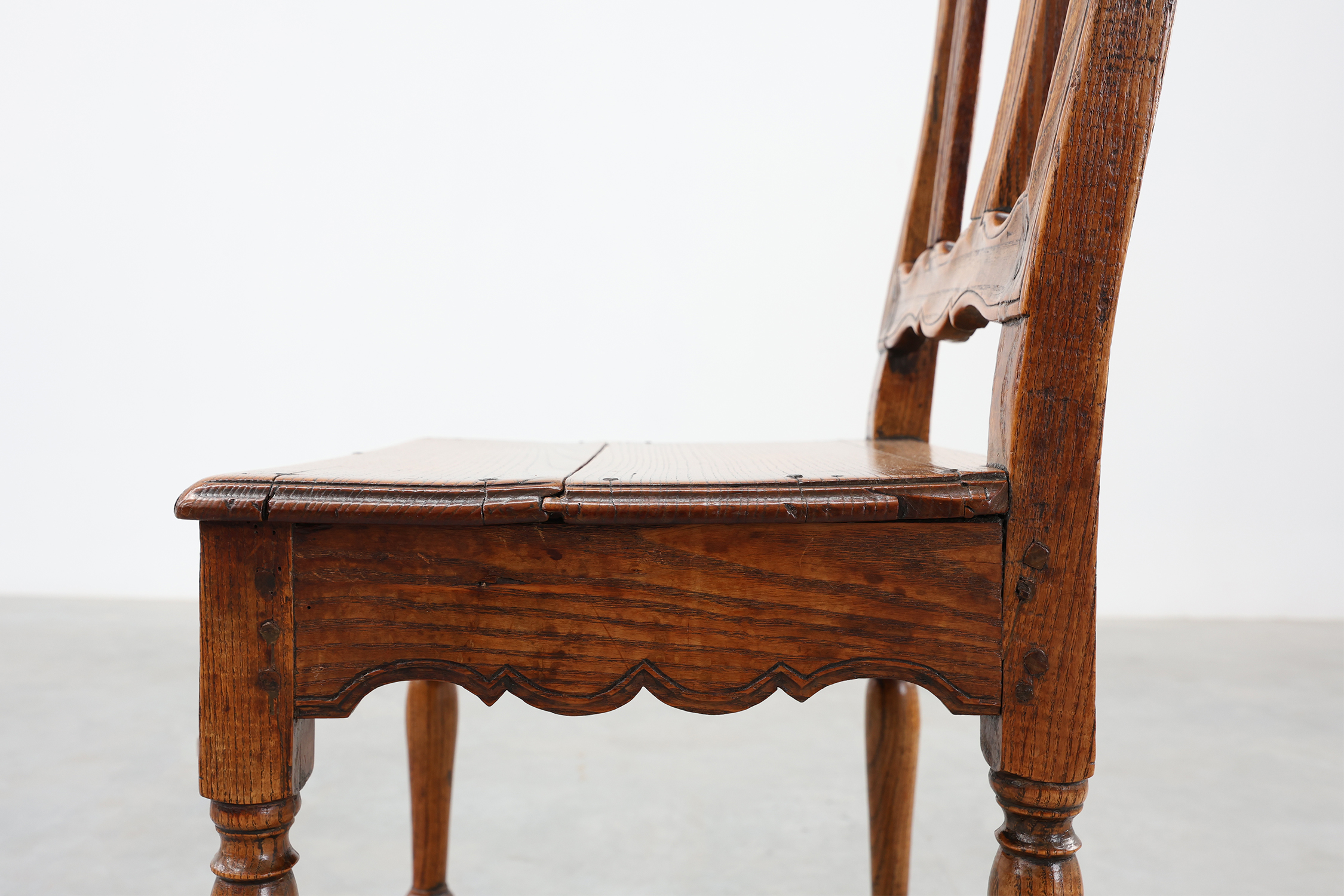 Antique carved oak side chair, France 18th century thumbnail